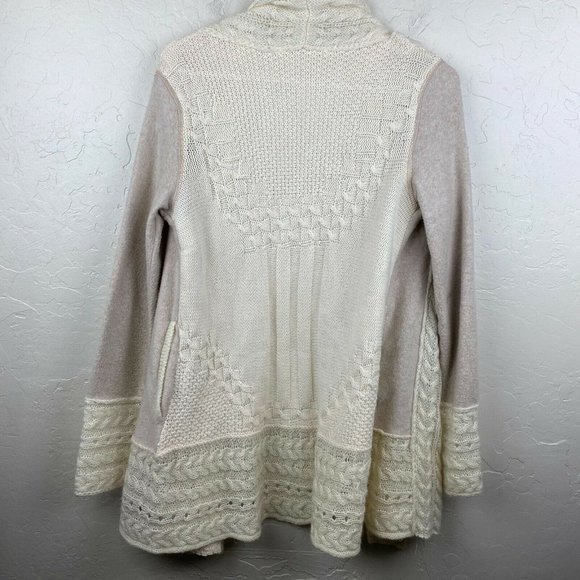 Anthro Knitted and Knotted cream and tan sweater cardigan- XS - Picture 5 of 5